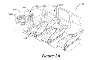 In the “second display,” the screen screen is sucked back up into the ceiling. (United States Patent Office)